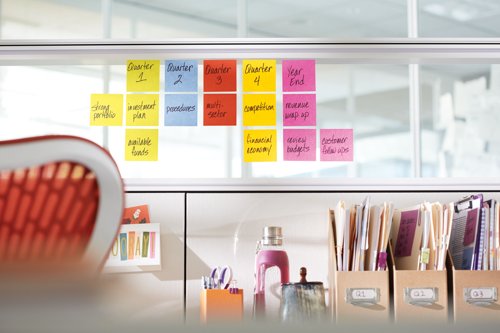 Post-it Super Sticky Notes, Ultra Colours, 76 mm x 76 mm, 90 Sheets/Pad, 6 Pads/Pack, 100% PEFC SGSCH-PEFC-COC-110078