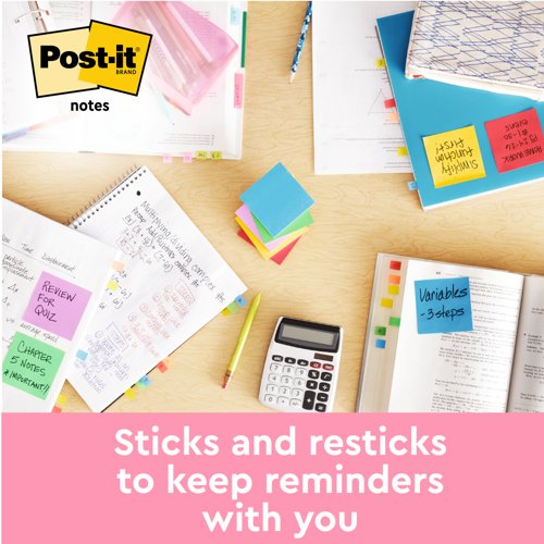 Post-it Notes Cube, Assorted Colours, 76 mm x 76 mm, 450 Sheets/Pad, 1 Pad/Pack, 100% PEFC SGSCH-PEFC-COC-110078