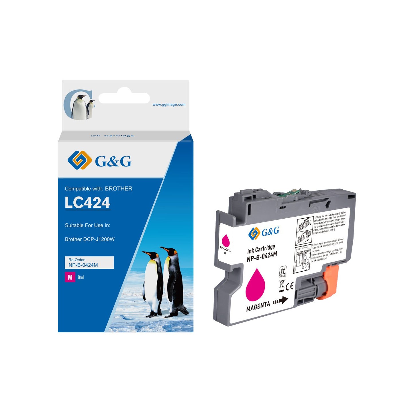 Compatible Brother LC424C Cyan Ink Cartridge 8ml Dye 750 Pages