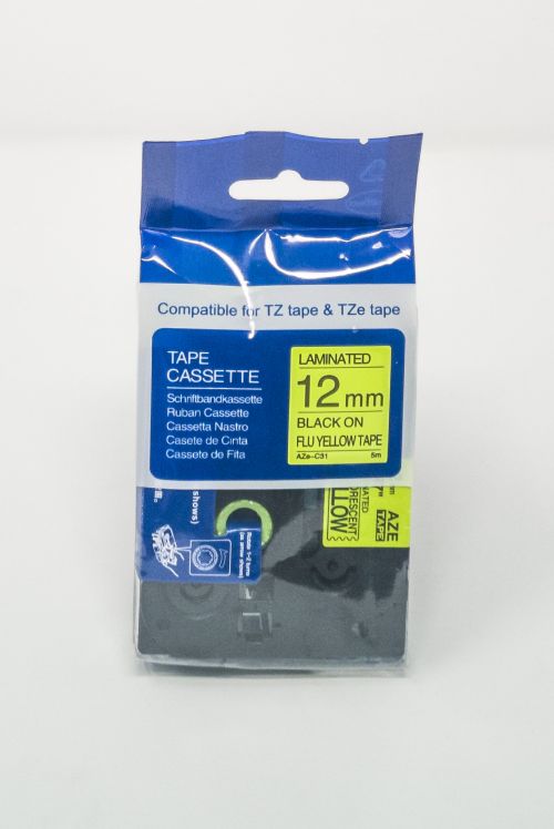 Compatible Brother P-Touch TZe-C31 Black on Fluorescent Yellow also for TZ-C31 Label Cassette
