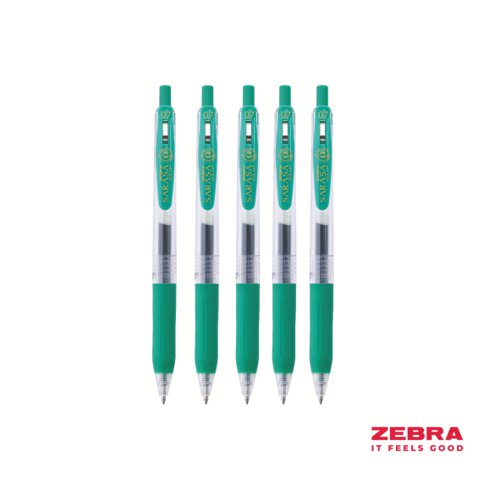Zebra Eco SARASA Gel Retractable Rollerball CLIP 0.7mm Pen Blue, Red, Green Ink - Pack of 12