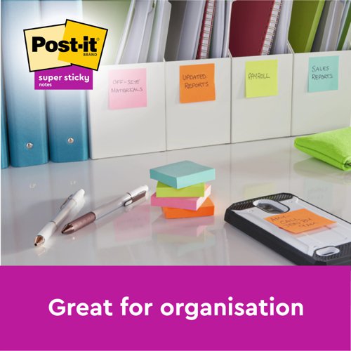 Post-it Super Sticky Z-Notes, Assorted Colours, 76 mm x 76 mm, Promo Pack, 90 Sheets/Pad, 20 + 4 FREE Pads/Pack, Cardboard Pack, 100% PEFC SGSCH-PEFC