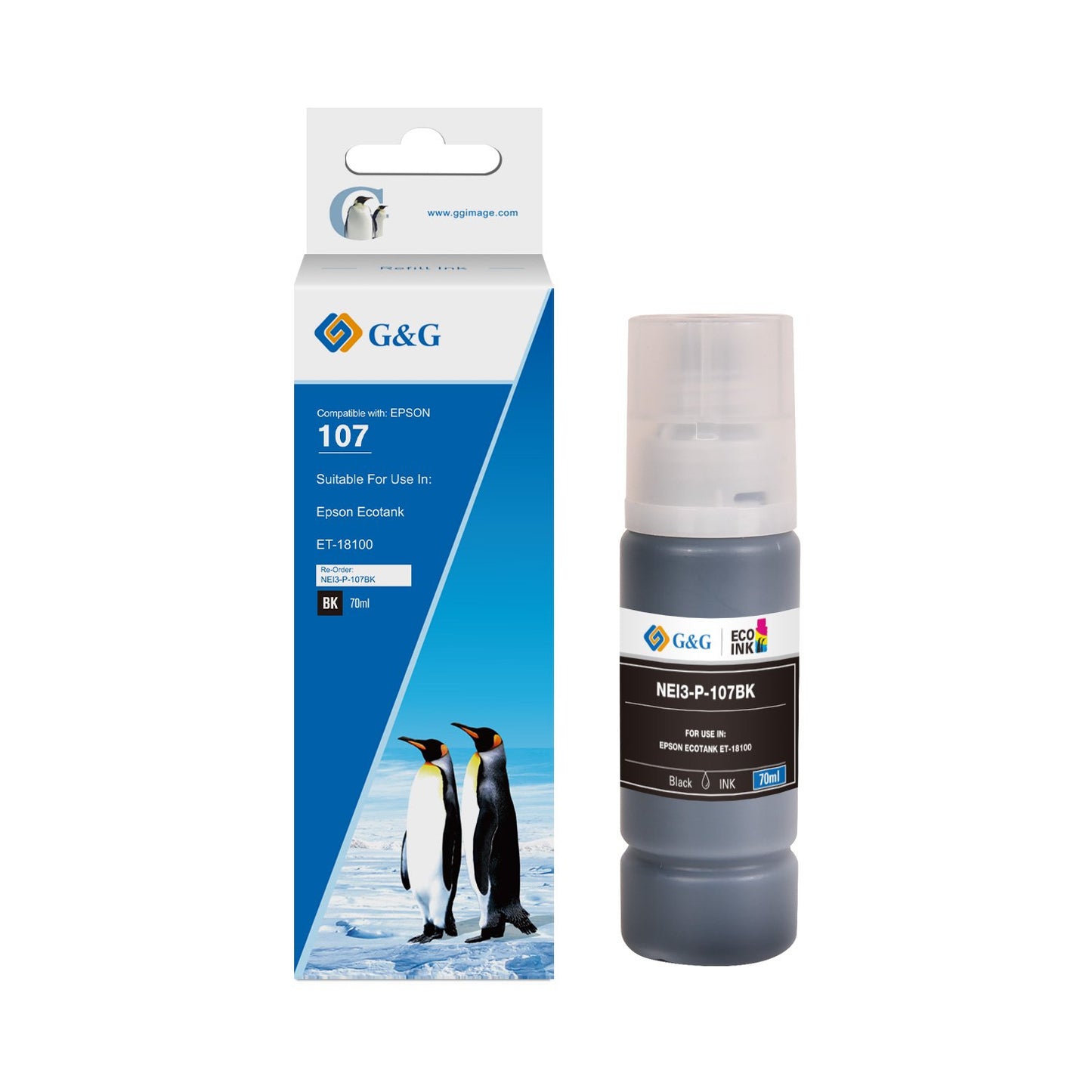 Compatible Epson G+G 114 EcoTank Bottle C13T07B540 Grey 70ml Ink 6,200 Pages