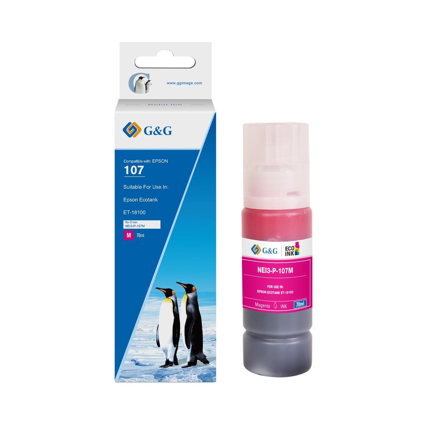 Compatible Epson G+G 107 Cyan Ink Bottle C13T09B240 70ml Ink 7,200 Pages