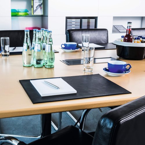 Durable Leather Desk Mat 42x30cm Black