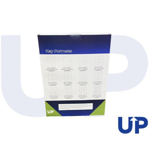 UP A4 Multipurpose Labels 12 Per Sheet 72 x 63.5mm (White) Pk of 100