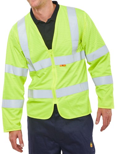 Beeswift Fire Retardant Hi-Vis Jerkin Saturn Yellow 4XL, 5XL, M, XL, 2XL, 3XL, 7XL