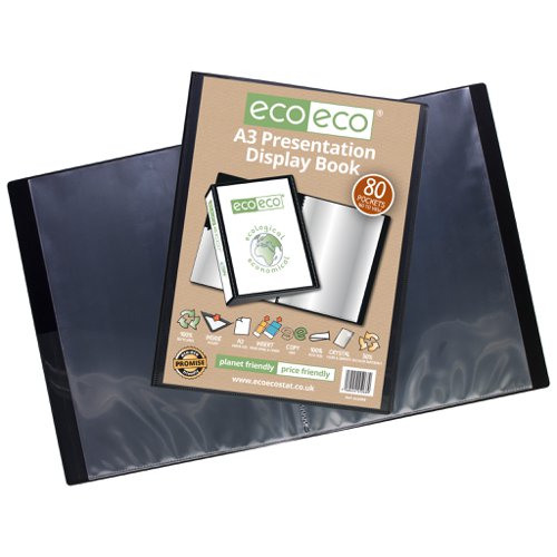 Eco Eco A3 50% Recycled Presentation Display Book with 20, 40, 60, 80 Pockets - Single