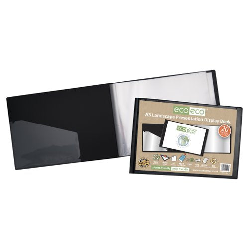 Eco Eco A4, A5, A3 50% Recycled Landscape Presentation Display Book with 20 Pockets - Single