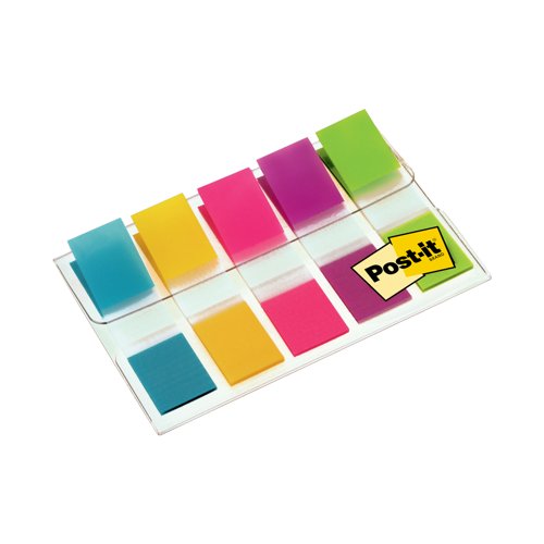 Post-it Index Flags, Small, Assorted Neon Colours, 11.9 mm x 43.2 mm, 100 Flags/Dispenser, 1 Dispenser/Pack