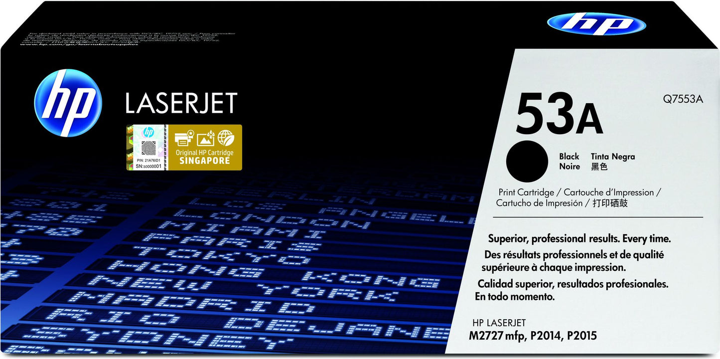 OEM HP Q7553A Black 3000 Pages Original Toner 53A
