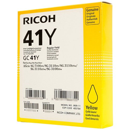 OEM Ricoh SG2100 Yellow Gel Ink Hi Yld GC41Y 405764
