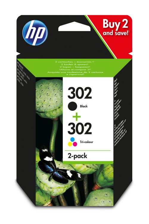 OEM HP 302 Black and Tri-Colour Original Ink Cartridge X4D37AE