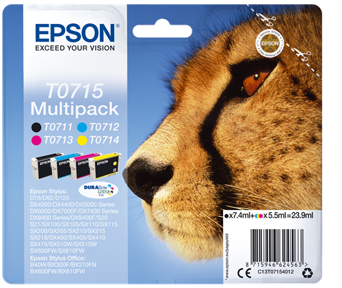 OEM Epson T0715 (T071540) Original Ink Cartridge Multipack (Cheetah)