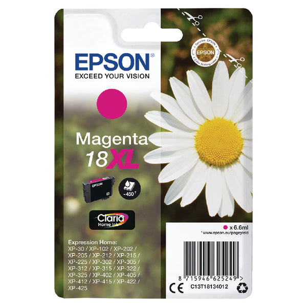 Epson C13T18124012 (18XL) Ink Cartridge Cyan High Capacity 450 Pages 6.6ml