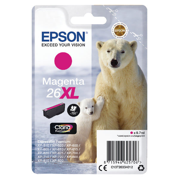 Epson C13T26324012 (26XL) Ink Cartridge Cyan High Capacity XL 700 Pages 9.7ml
