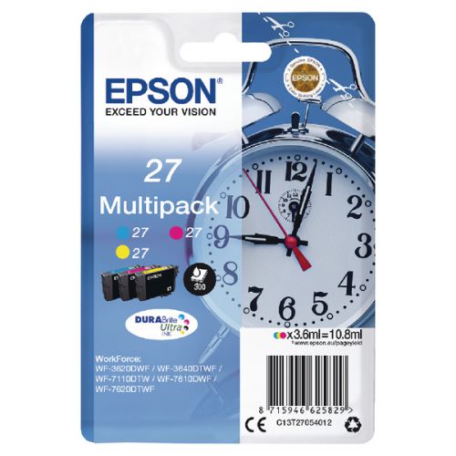 Epson C13T27054012 (27) Ink Cartridge Multi Pack CMY 3x350pg 3x3 6ml