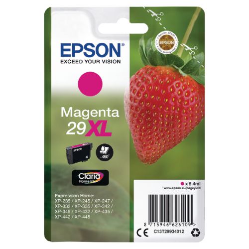 OEM Epson Magenta 29, Yellow 29, Yellow 29XL, Cyan 29XL, Magenta 29XL Claria Home Ink