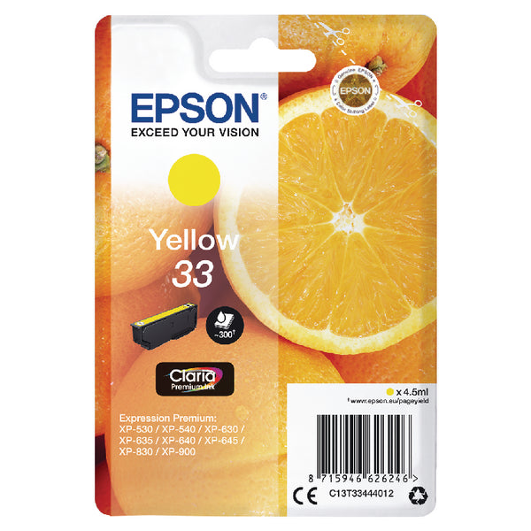 OEM Epson C13T33424012 (33) Ink Cartridge Cyan 300 Pages 4.5ml