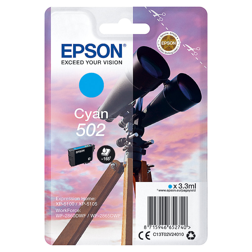 Epson C13T02V14010 (502) Ink Cartridge Black 210 Pages 4.6ml