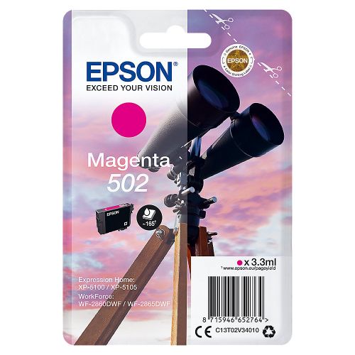 OEM Epson C13T02V34010 (502) Ink Cartridge Magenta 160 Pages 3.3ml