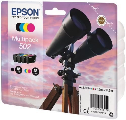 OEM Epson C13T02V64010 (502) Ink Cartridge Multi Pack BKCMY 4.6ml 3x3.3ml