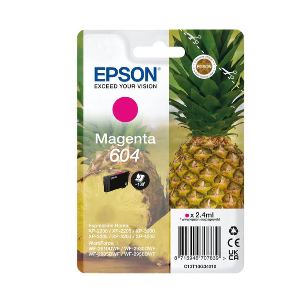 OEM Epson 604 (T10G24010) Cyan Original Standard Caoacity Ink Cartridge (Pineapple)