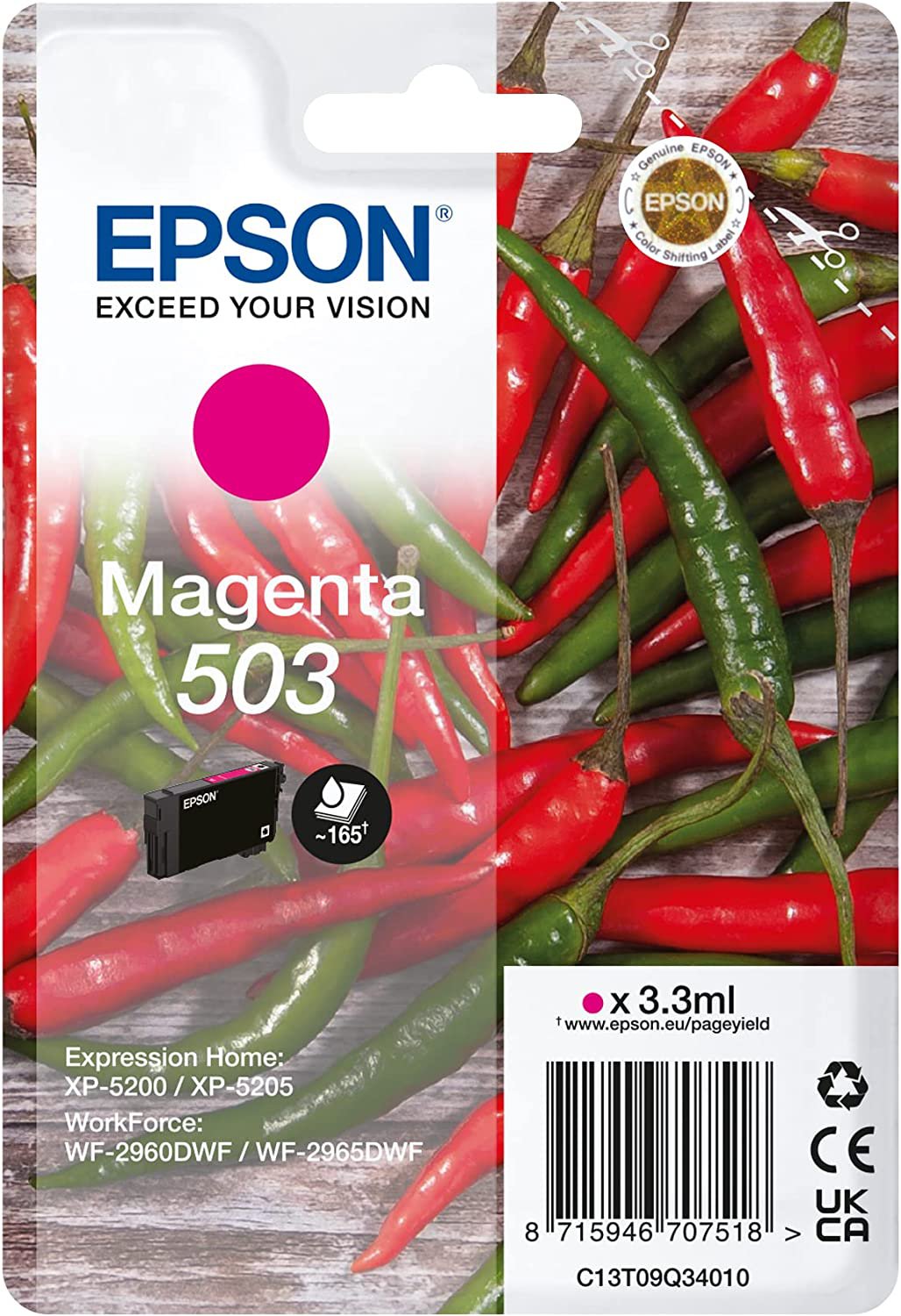 Epson C13T09Q24010 503 Ink Cartridge Cyan 165 Pages 3.3ml