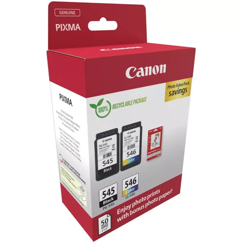 OEM Canon PG-545/CL-546 Original Multipack Ink Cartridges & Photo Paper (8287B008)