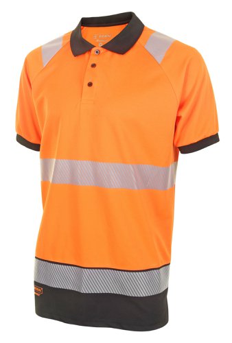 Beeswift High Visibility Two Tone Polo Shirt Short Sleeve Orange / Black 3XL, 4XL, M, XL, 2XL