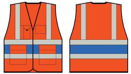 Beeswift Orange Executive Vest With Royal Blue Band 3Xl, 5Xl, Xl, Xxl