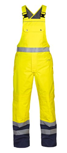 Hydrowear Utting Simply No Sweat High Visibility Waterproof Bib and Brace Saturn Yellow / Navy S