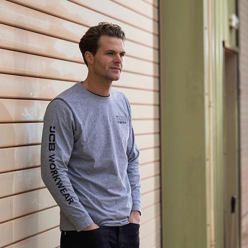 JCB Workwear Banner L/S Grey T-Shirt L