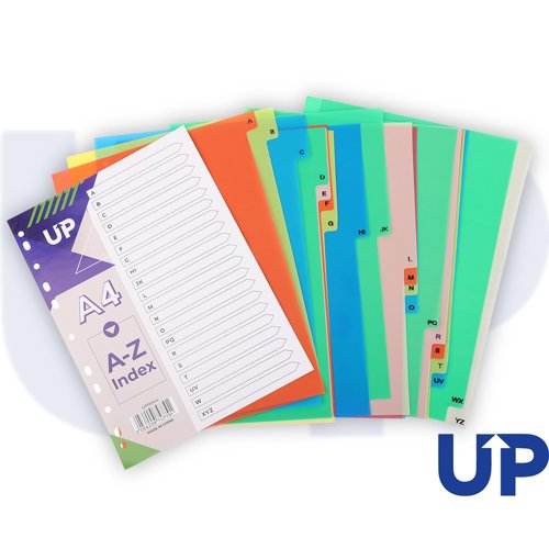 UP Index Polypropylene A4 A-Z Multicolour