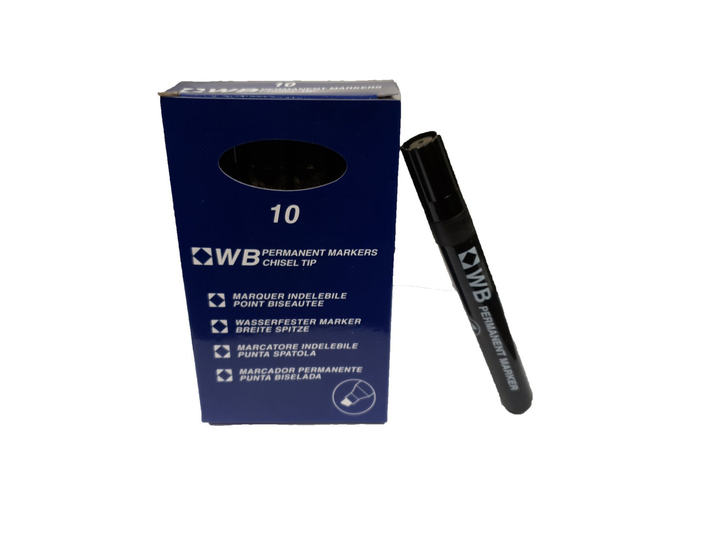 Permanent Marker Chisel Tip Blue, Black Pack of 10