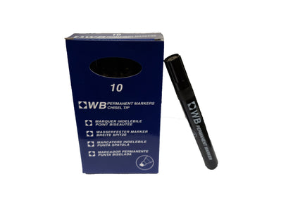 Permanent Marker Chisel Tip Blue, Black Pack of 10