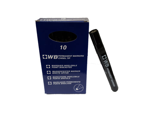 Permanent Marker Chisel Tip Blue, Black Pack of 10