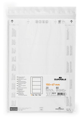 Durable Ticket Sheet Inserts 150x67mm (80)