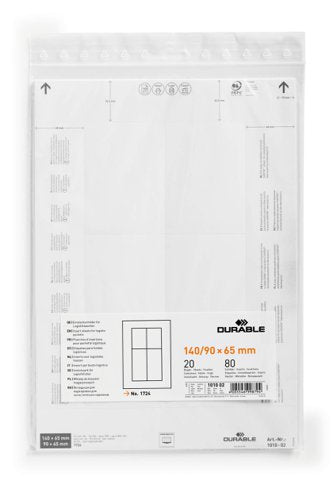 Durable Ticket Sheet Inserts 140/90x65mm (80)