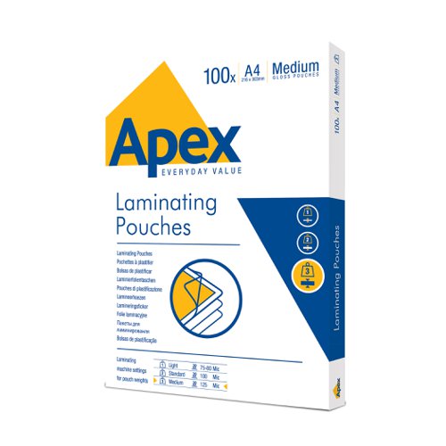 Apex Laminating Pouch A3, A4 Medium Duty 100pk