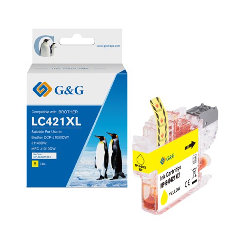 Compatible Brother LC421XLY, LC422XLY, LC426XLY, LC427XLY High Capacity Yellow Ink Cartridge