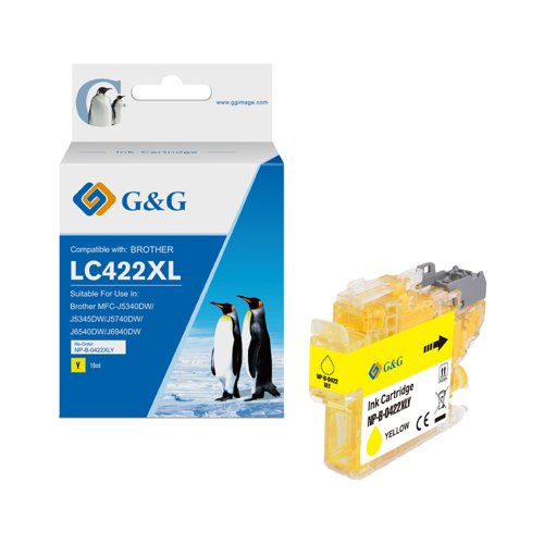 Compatible Brother LC421XLY, LC422XLY, LC426XLY, LC427XLY High Capacity Yellow Ink Cartridge