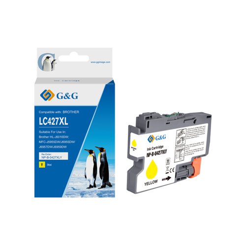Compatible Brother LC421XLY, LC422XLY, LC426XLY, LC427XLY High Capacity Yellow Ink Cartridge