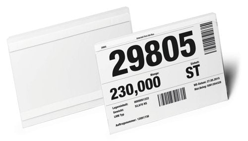 Durable Adhesive Pocket 100x38mm, 150x67mm, A5 Clear (10)