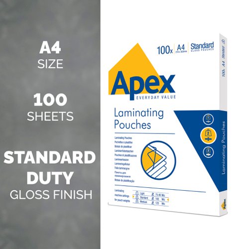 Apex Laminating Pouch A4 Standard Duty 100pk