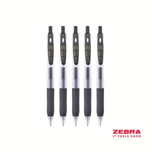 Zebra Eco SARASA Gel Retractable Rollerball CLIP 0.7mm Pen Black Ink Box 10