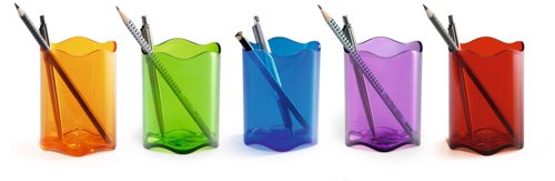Durable Trend Pen Cup Clear Purple, Clear Green, Clear