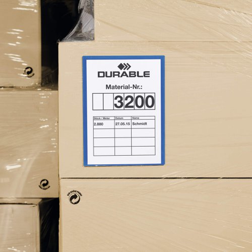 Durable Adhesive Pocket 100x38mm, 150x67mm, A6, 210x74mm, A5, A4 Blue (50)