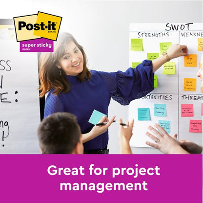 Post-it Super Sticky Z-Notes, Assorted Colours, 76 mm x 76 mm, Promo Pack, 90 Sheets/Pad, 20 + 4 FREE Pads/Pack, Cardboard Pack, 100% PEFC SGSCH-PEFC