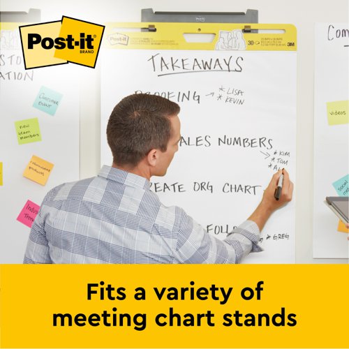 Post-it Super Sticky Self Stick Meeting Chart 559, White, 63.5 cm x 76.2 cm, 30 Sheets/Pad, 2 Pads/Pack, 100% PEFC SGSCH-PEFC-COC-110078